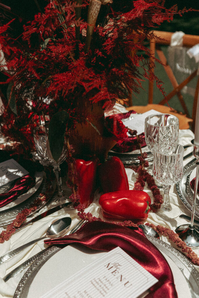 Trendy Red Wedding Table