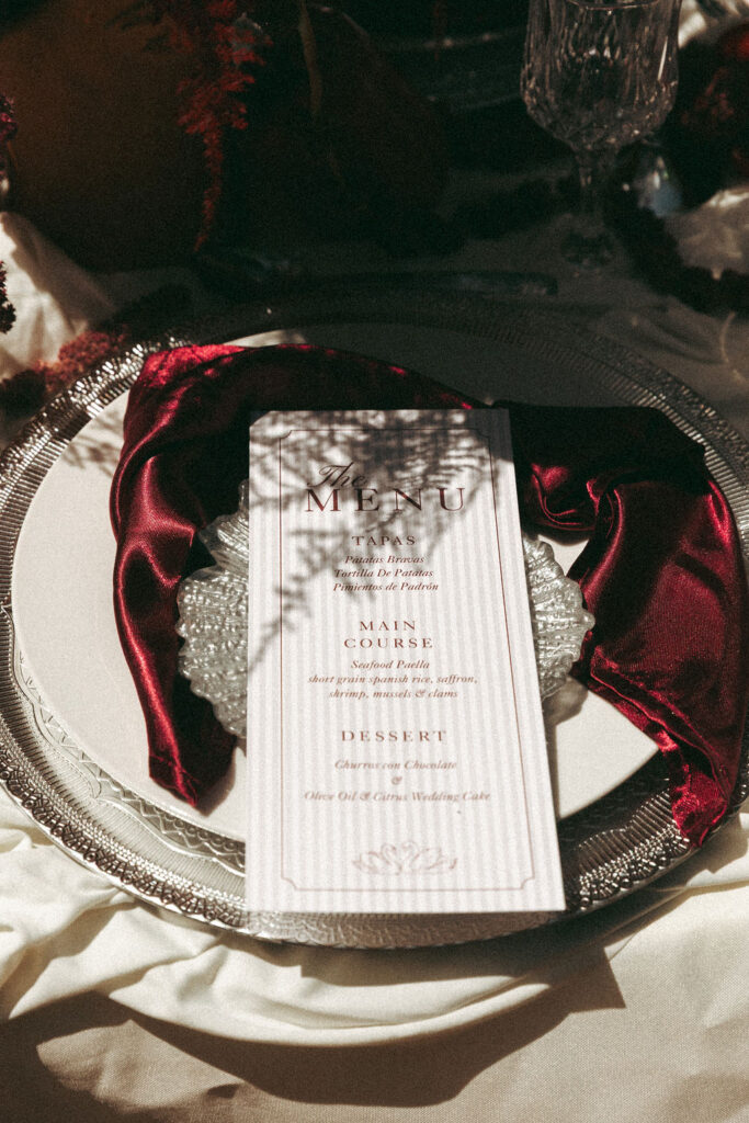 Romantic Vintage Table Menus