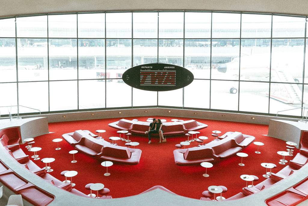Retro Engagement Session NYC at TWA Hotel at JFK Airport