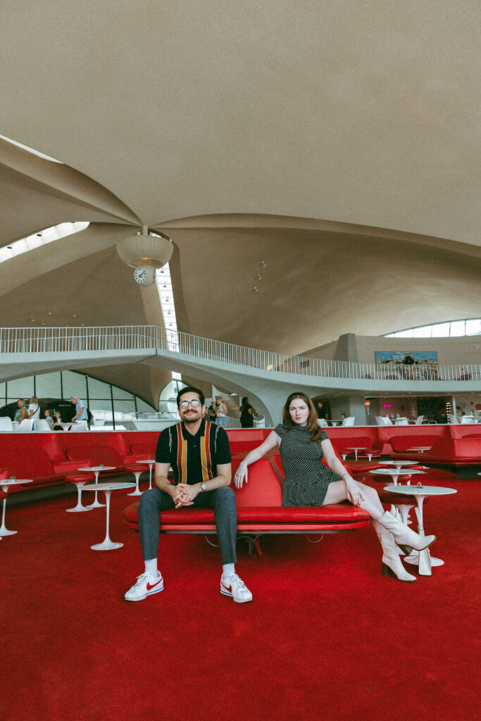 Couple Posed in the Sunken Lounge in the TWA Hotel