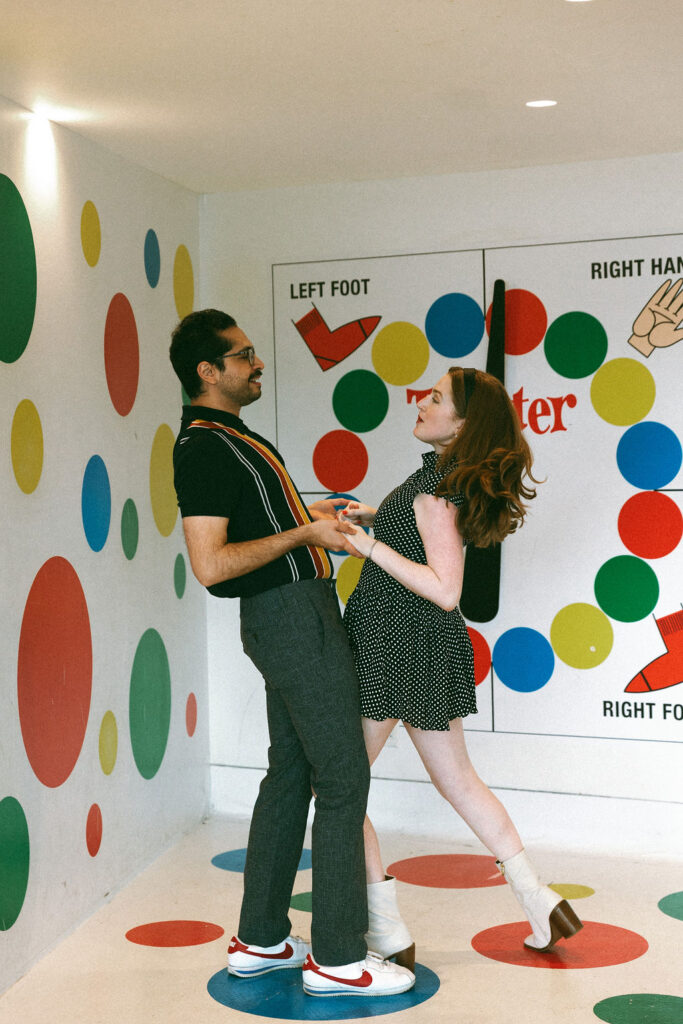Couple Photoshoot in the Twister Room at the Iconic TWA Hotel
